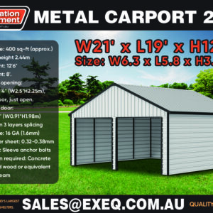 21ft x 19ft Garage / Carport