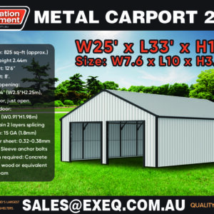 25ft x 33ft Garage / Carport